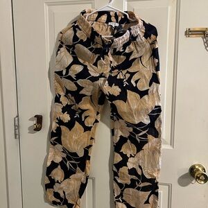 Reiss Corrine Black and Cream Patterned Pants